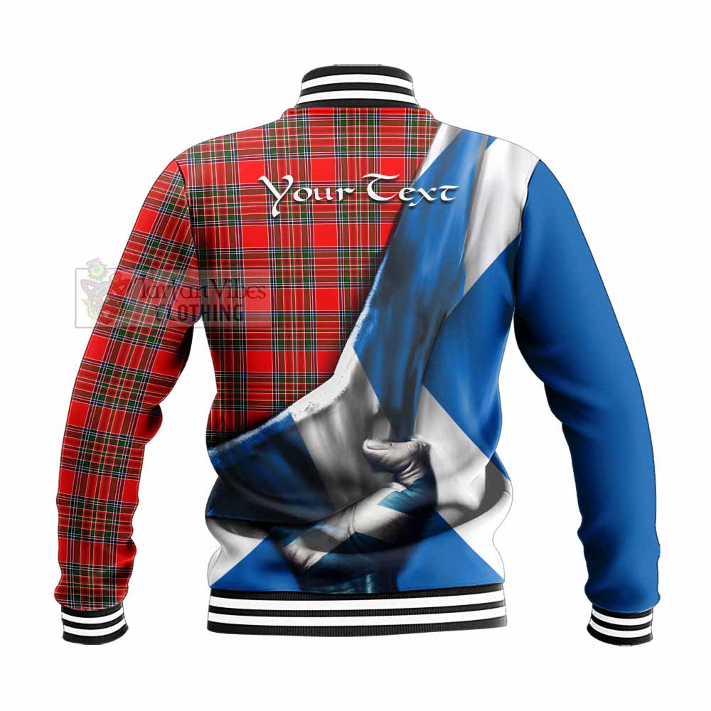 Tartan Vibes Clothing Binning Tartan Baseball Jacket with Family Crest Scotland Patriotic Style