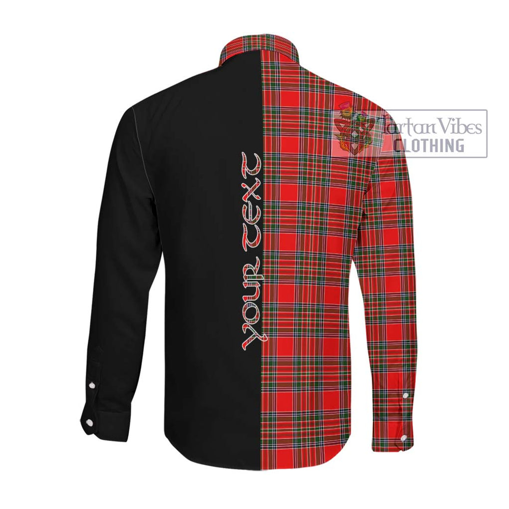 Binning Tartan Long Sleeve Button Shirt with Family Crest and Half Of Me Style Men's Shirt - Tartanvibesclothing Shop