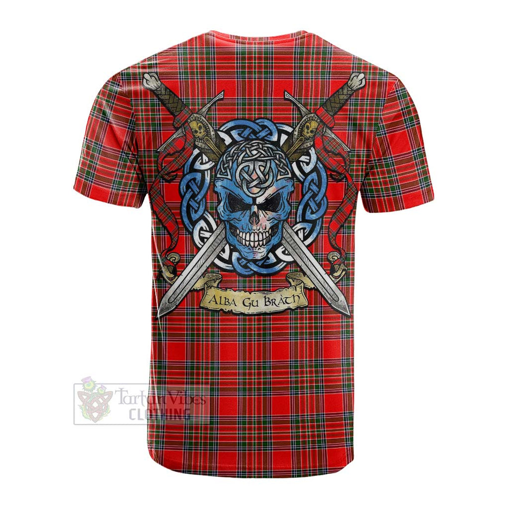 Tartan Vibes Clothing Binning Tartan Cotton T-shirt with Family Crest Celtic Skull Style