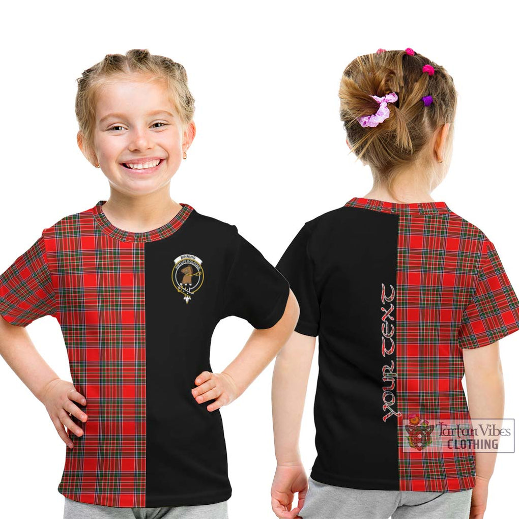 Binning Tartan Kid T-Shirt with Family Crest and Half Of Me Style - Tartanvibesclothing Shop