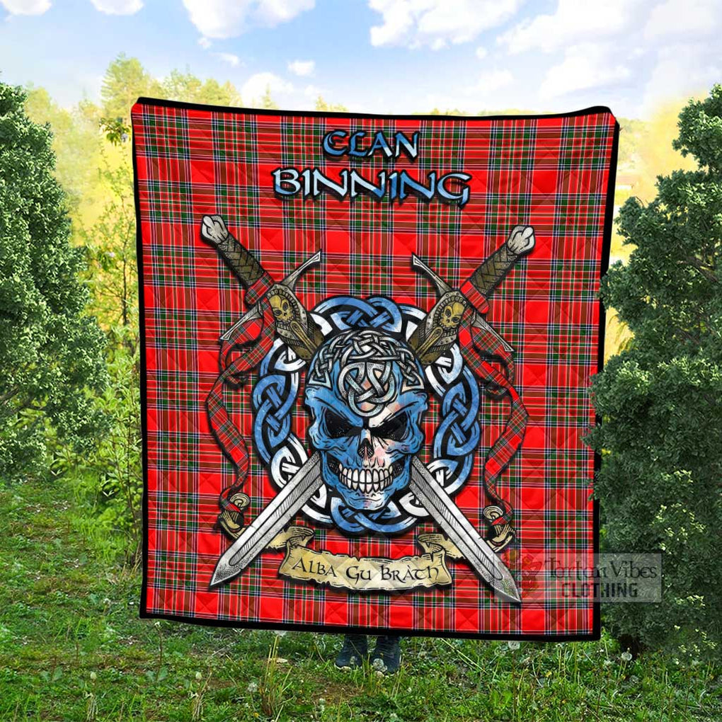 Tartan Vibes Clothing Binning Tartan Quilt with Celtic Skull Alba Gu Brath Style