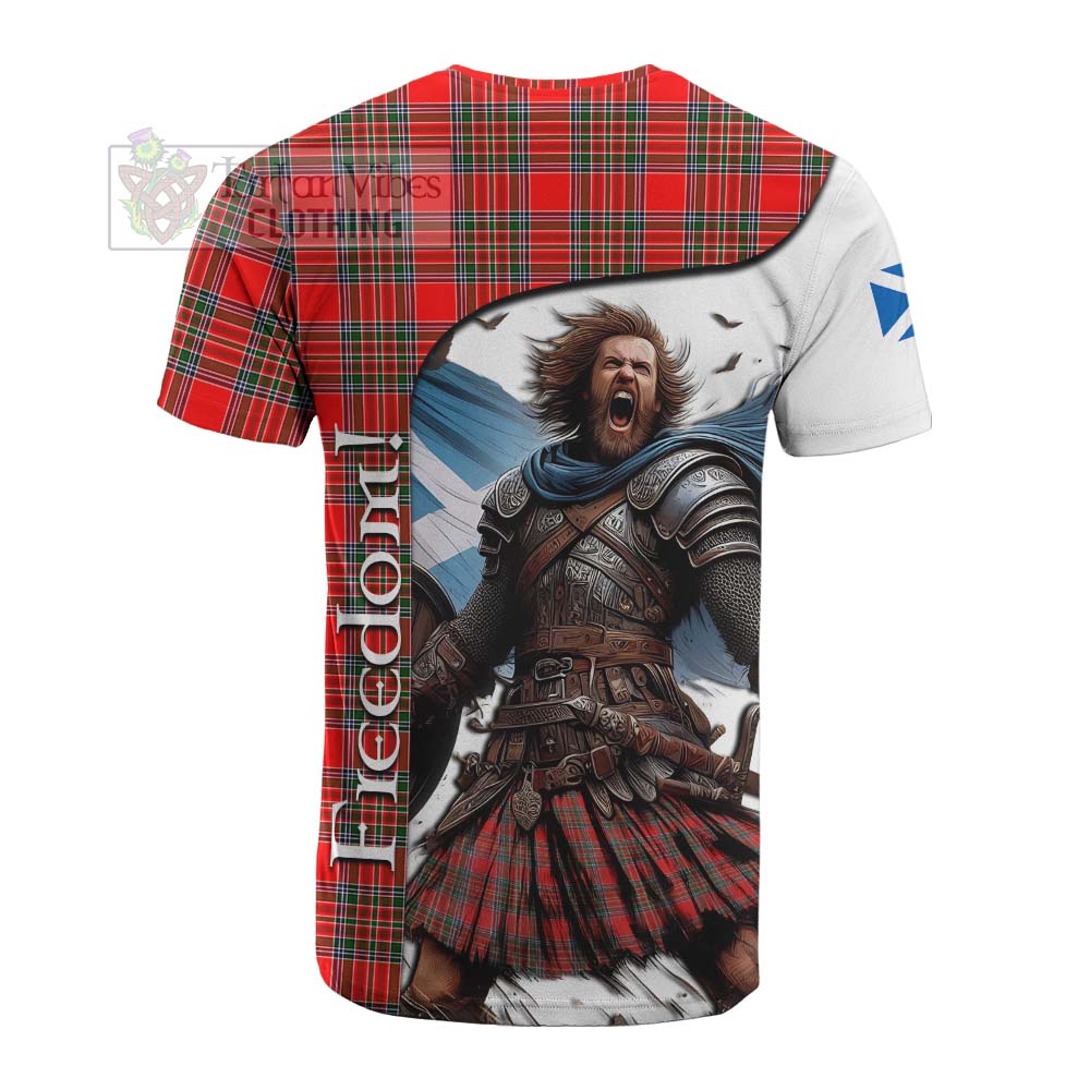 Tartan Vibes Clothing Binning Crest Tartan Cotton T-shirt Inspired by the Freedom of Scottish Warrior