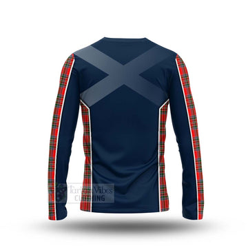 Binning Tartan Long Sleeve T-Shirt with Family Crest and Scottish Thistle Vibes Sport Style