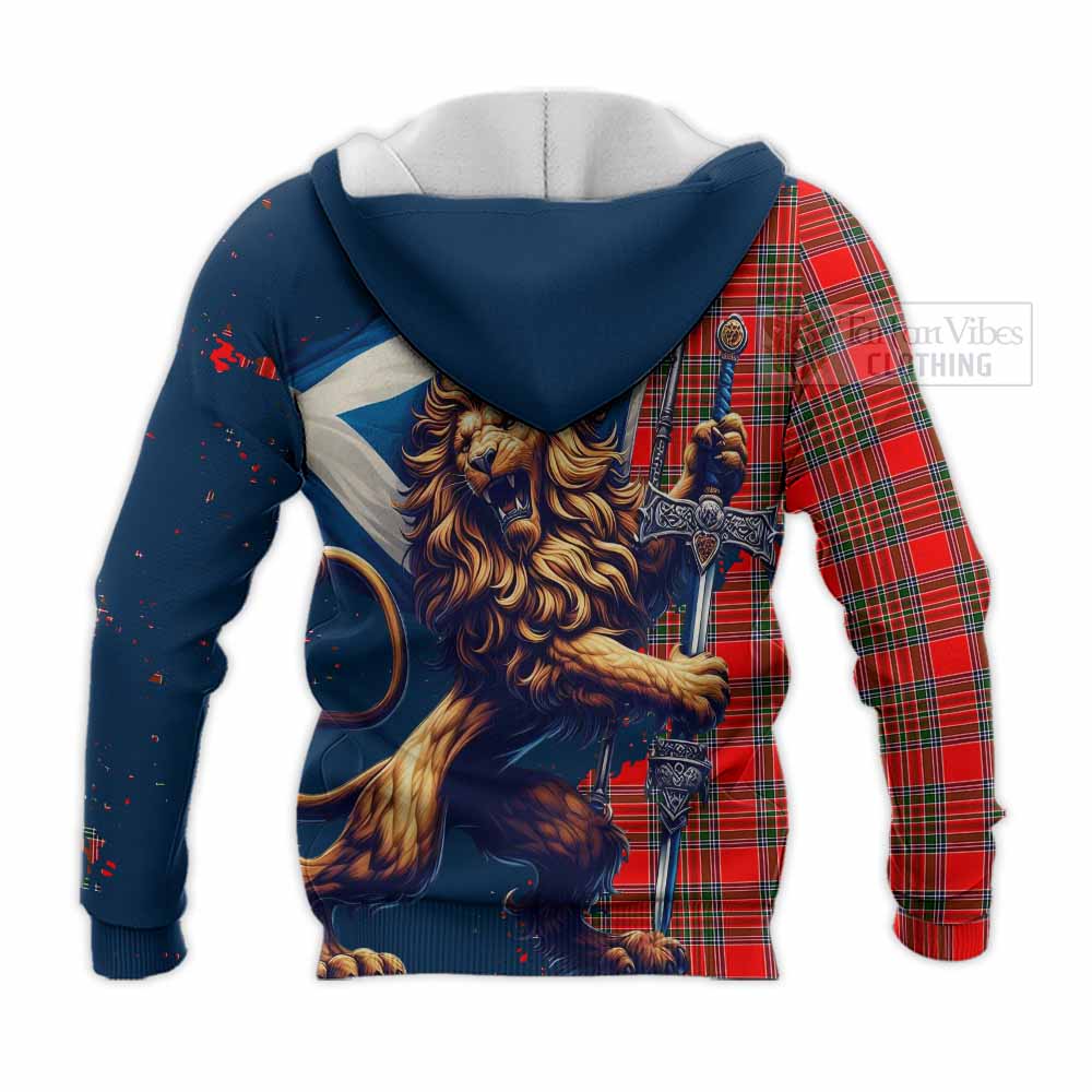 Tartan Vibes Clothing Binning Tartan Family Crest Knitted Hoodie with Scottish Majestic Lion