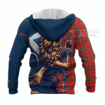 Binning Tartan Family Crest Knitted Hoodie with Scottish Majestic Lion