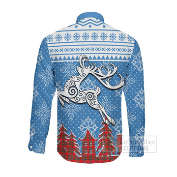 Binning Clan Christmas Long Sleeve Button Shirt Celtic Reindeer Style