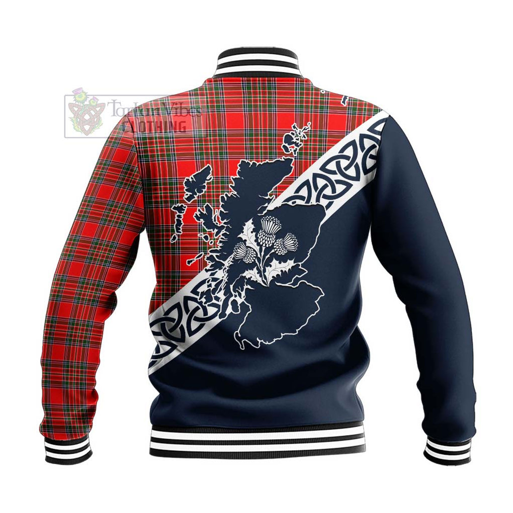 Tartan Vibes Clothing Binning Tartan Baseball Jacket Featuring Thistle and Scotland Map