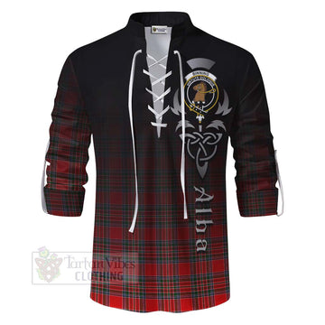 Binning Tartan Ghillie Kilt Shirt Featuring Alba Gu Brath Family Crest Celtic Inspired