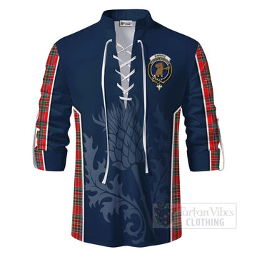 Binning Tartan Ghillie Kilt Shirt with Family Crest and Scottish Thistle Vibes Sport Style