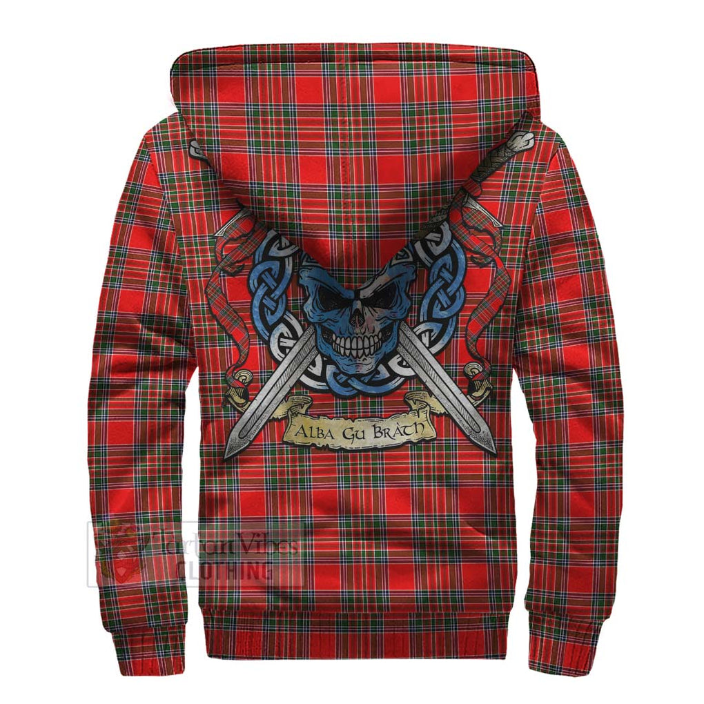 Tartan Vibes Clothing Binning Tartan Sherpa Hoodie with Family Crest Celtic Skull Style