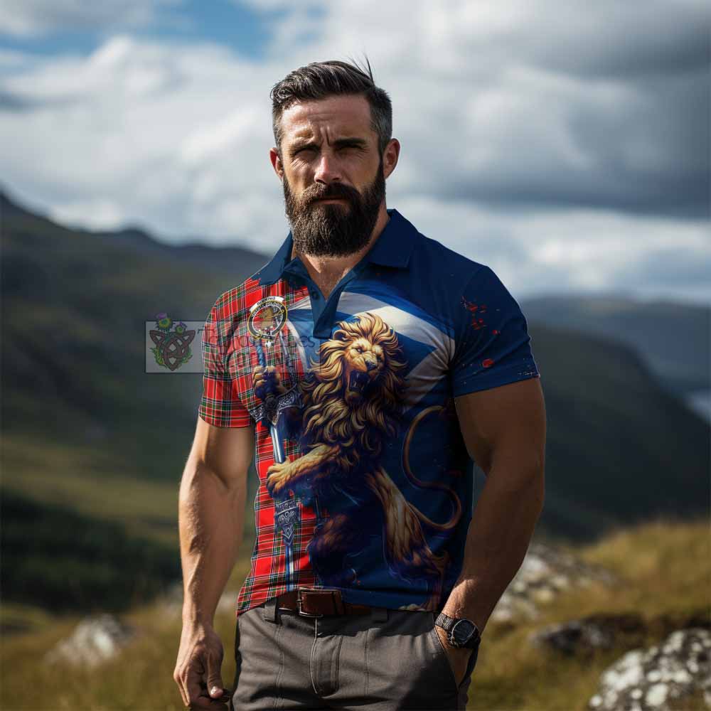 Tartan Vibes Clothing Binning Tartan Family Crest Men's Polo Shirt with Scottish Majestic Lion