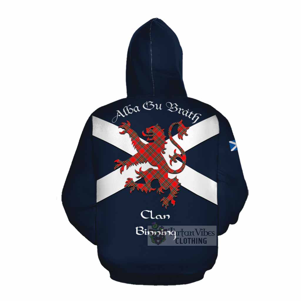 Tartan Vibes Clothing Binning Tartan Lion Rampant Cotton Hoodie Proudly Display Your Heritage with Alba Gu Brath and Clan Name