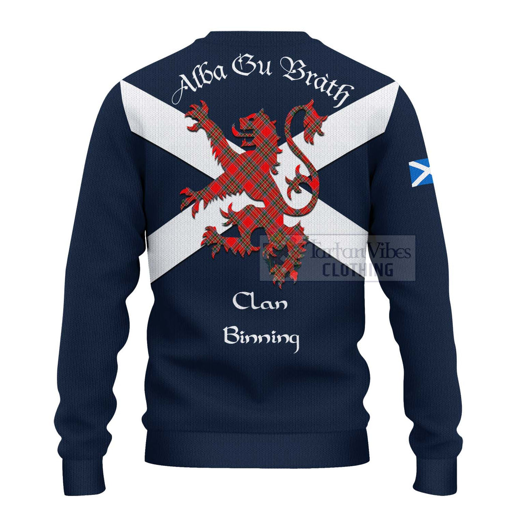 Tartan Vibes Clothing Binning Tartan Lion Rampant Knitted Sweater – Proudly Display Your Heritage with Alba Gu Brath and Clan Name