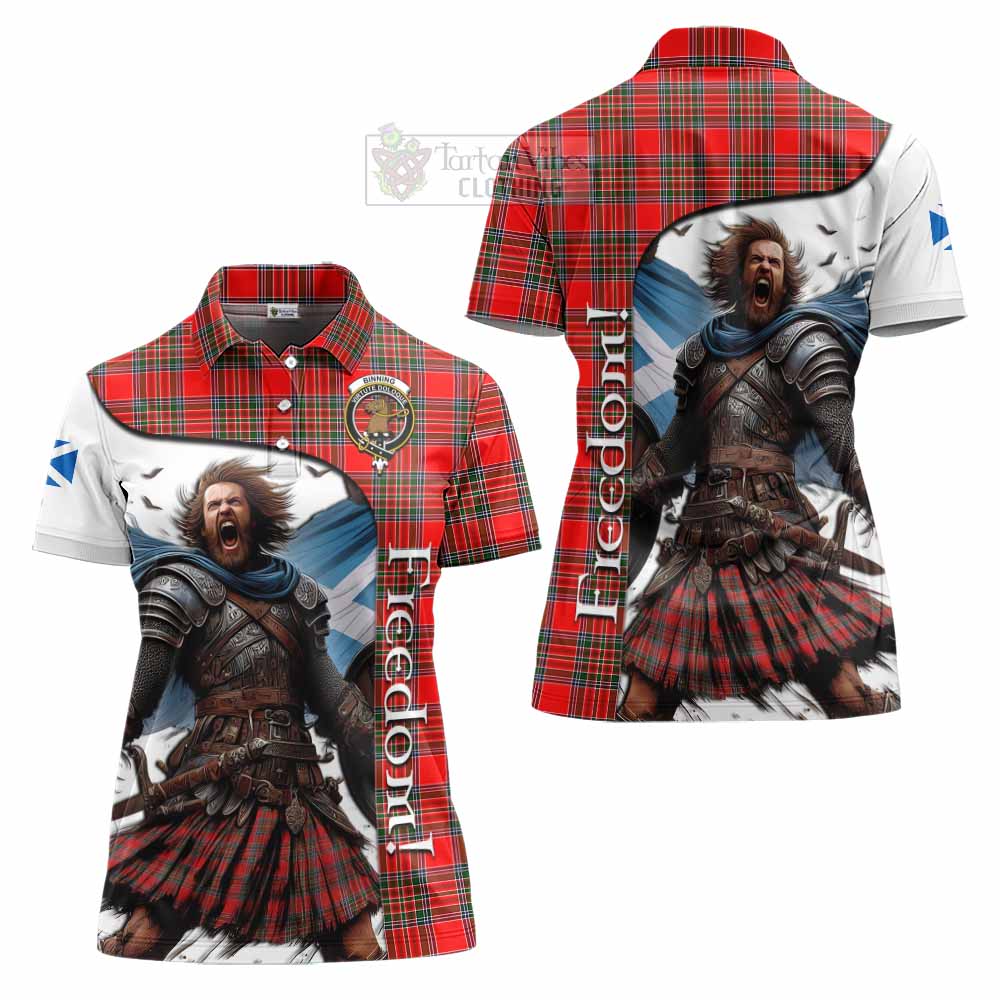 Tartan Vibes Clothing Binning Crest Tartan Women's Polo Shirt Inspired by the Freedom of Scottish Warrior