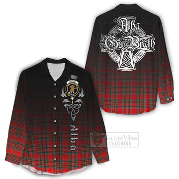 Binning Tartan Women's Casual Shirt Featuring Alba Gu Brath Family Crest Celtic Inspired