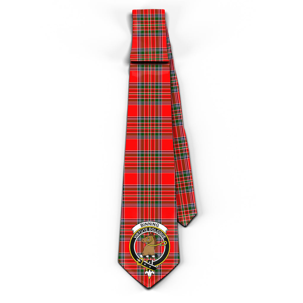 Binning Tartan Classic Necktie with Family Crest - Tartan Vibes Clothing