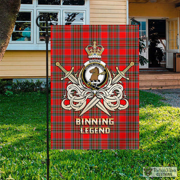 Binning Tartan Flag with Clan Crest and the Golden Sword of Courageous Legacy