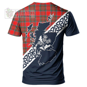 Binning Tartan T-Shirt Featuring Thistle and Scotland Map - Tartanvibesclothing Store