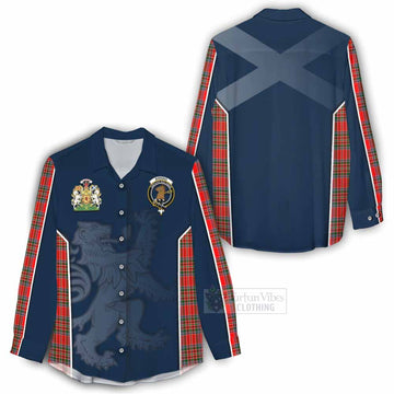 Binning Tartan Women's Casual Shirt with Family Crest and Lion Rampant Vibes Sport Style