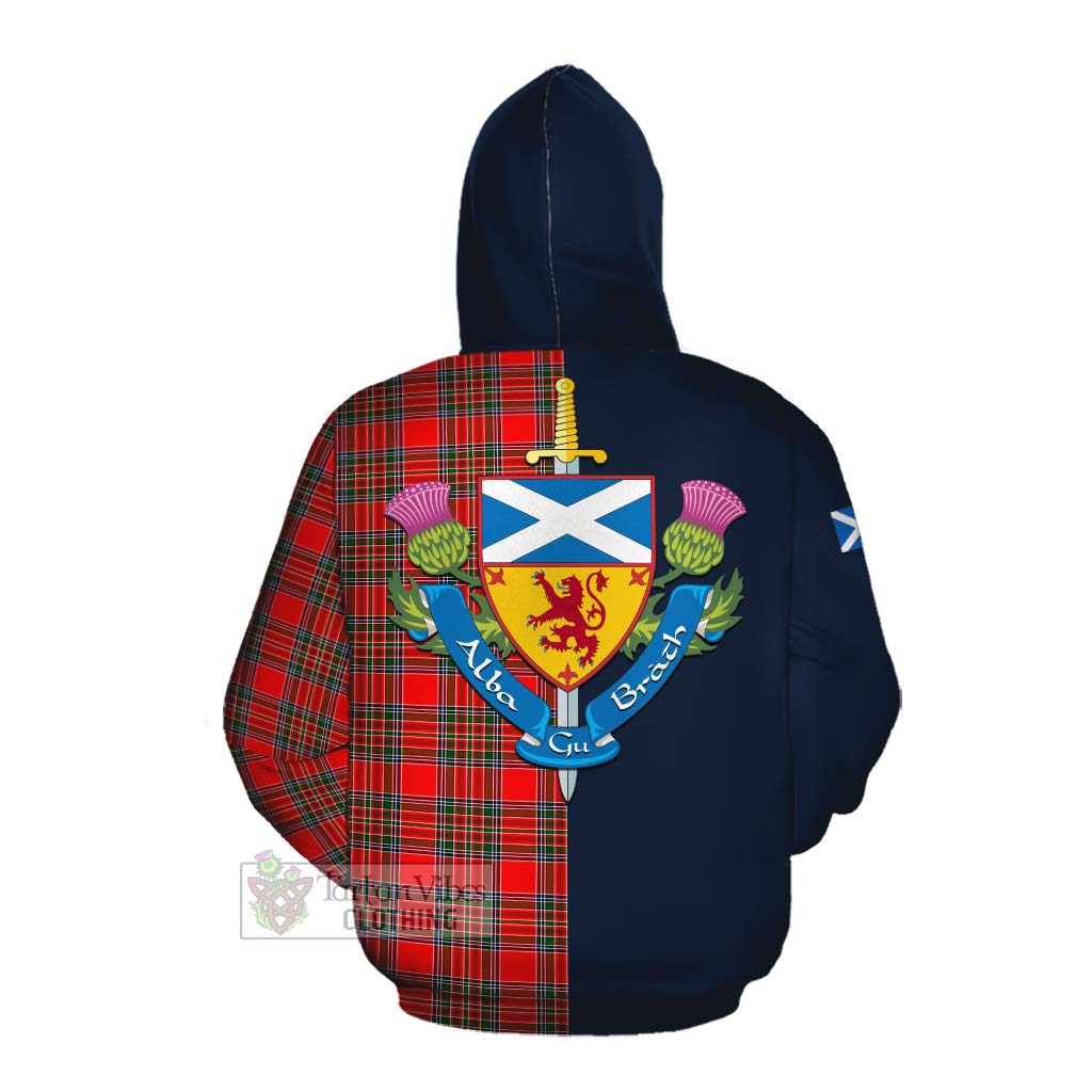 Tartan Vibes Clothing Binning Tartan Cotton Hoodie Alba with Scottish Lion Royal Arm Half Style