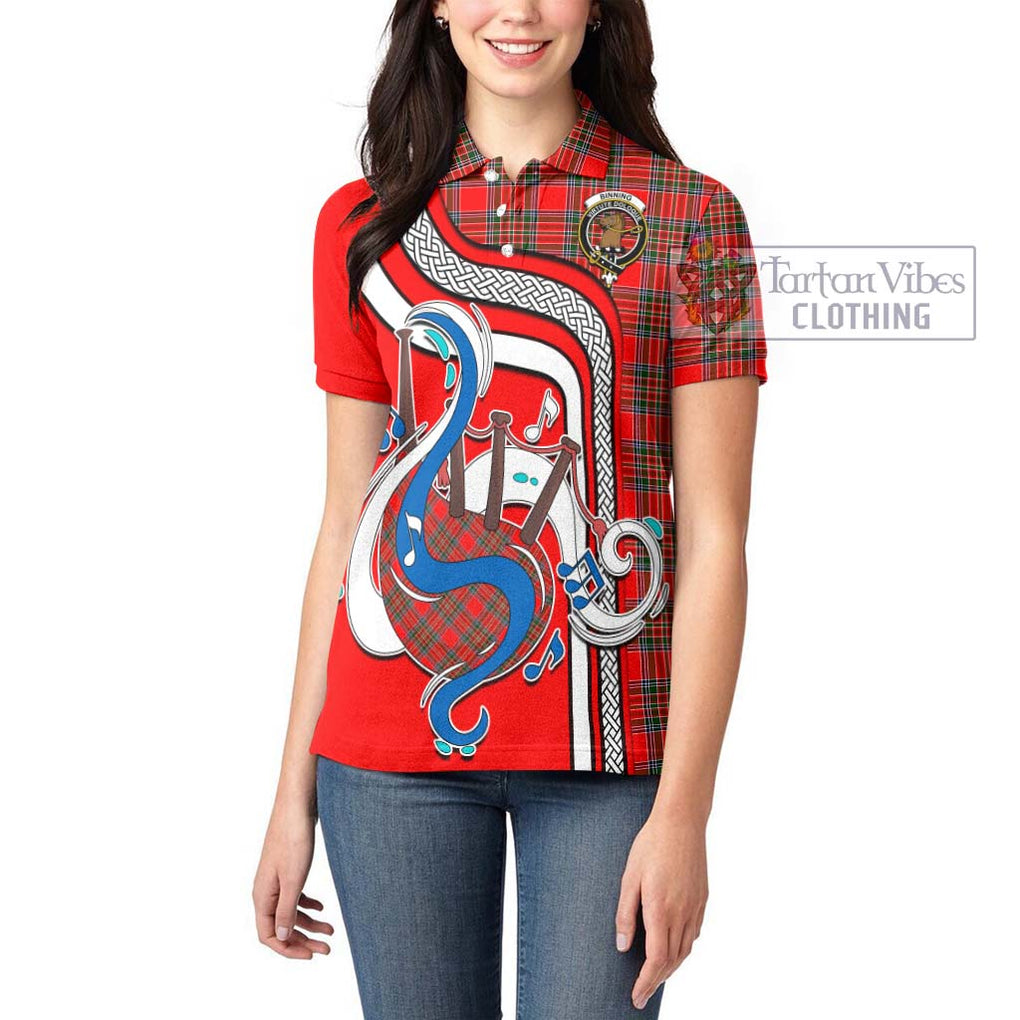 Binning Tartan Women's Polo Shirt with Epic Bagpipe Style - Tartanvibesclothing Shop