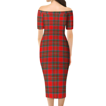 Binning Tartan Off Shoulder Lady Dress