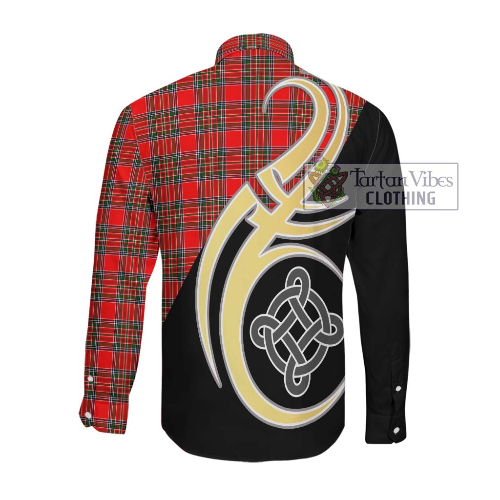 Binning Tartan Long Sleeve Button Shirt with Family Crest and Celtic Symbol Style Men's Shirt - Tartan Vibes Clothing