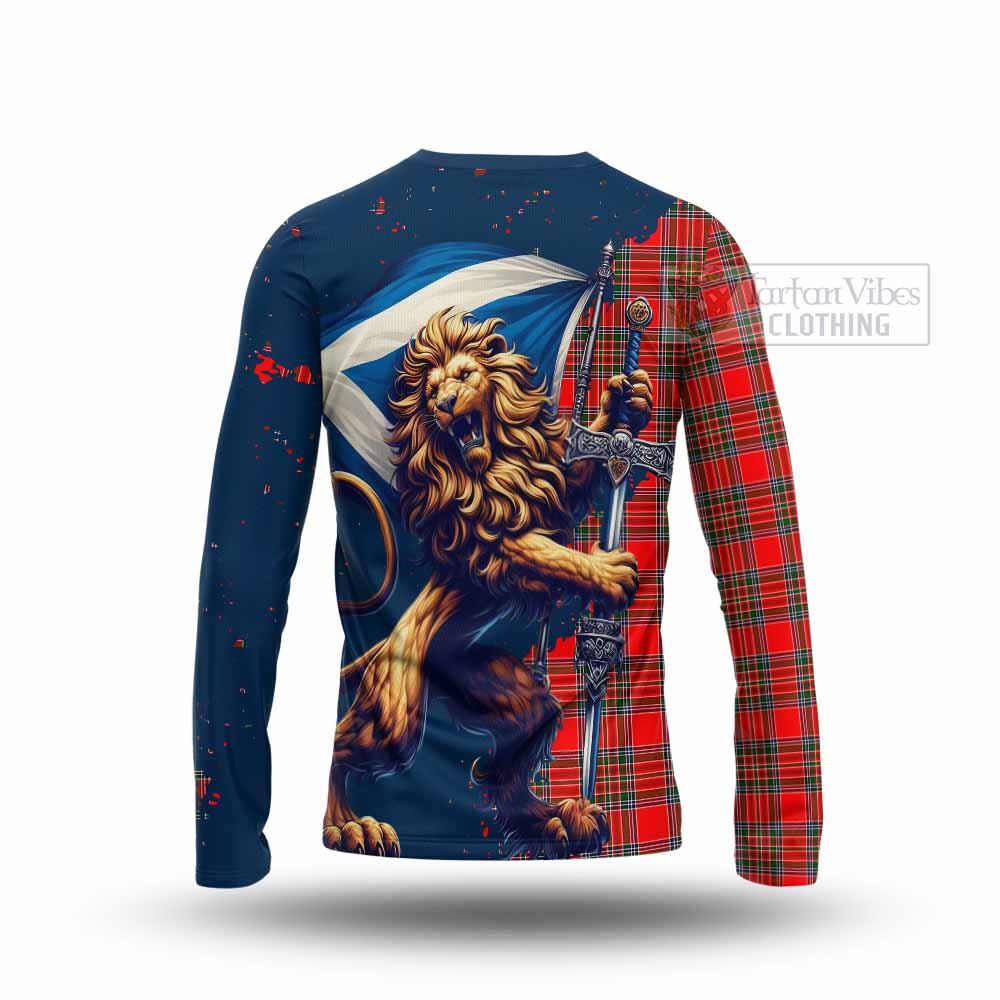 Tartan Vibes Clothing Binning Tartan Family Crest Long Sleeve T-Shirt with Scottish Majestic Lion