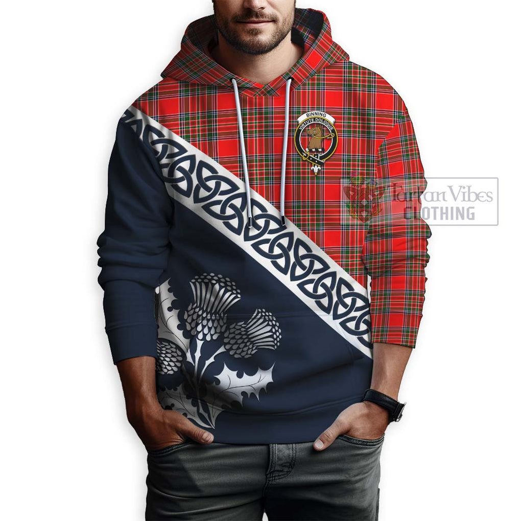 Tartan Vibes Clothing Binning Tartan Hoodie Featuring Thistle and Scotland Map