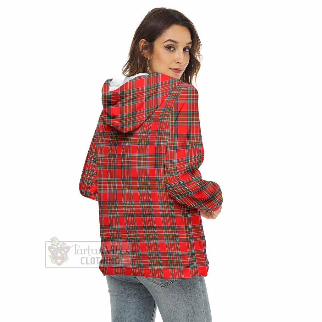 Tartan Vibes Clothing Binning Tartan Crest Women's Borg  Half Zip Fleece Hoodie