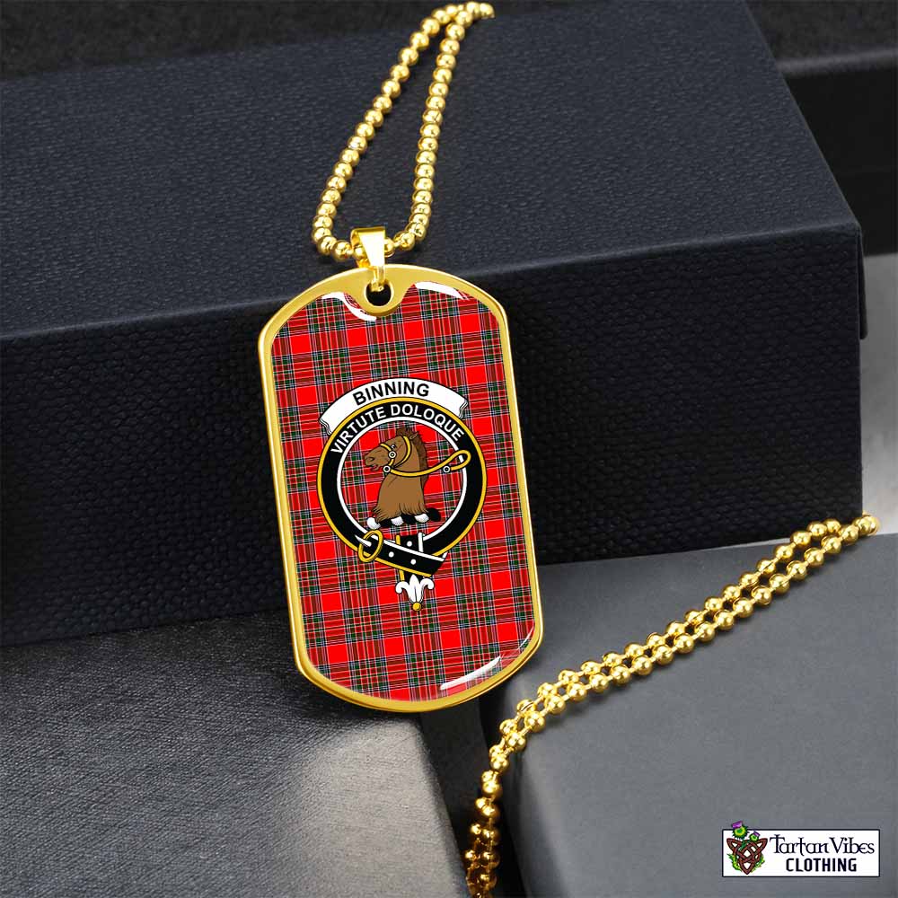 Tartan Vibes Clothing Binning Tartan Dog Tag Necklace with Family Crest