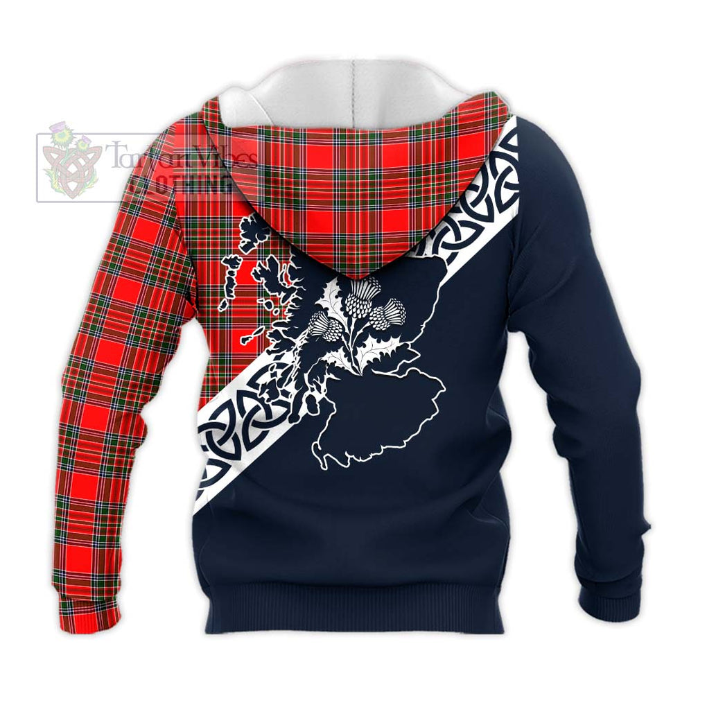 Tartan Vibes Clothing Binning Tartan Knitted Hoodie Featuring Thistle and Scotland Map