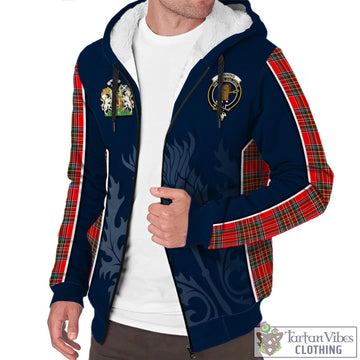 Binning Tartan Sherpa Hoodie with Family Crest and Scottish Thistle Vibes Sport Style
