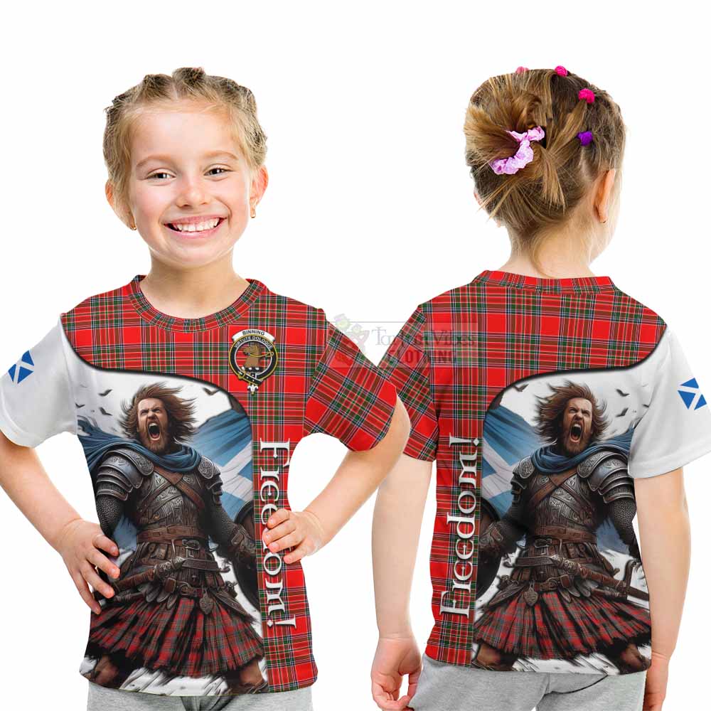 Tartan Vibes Clothing Binning Crest Tartan Kid T-Shirt Inspired by the Freedom of Scottish Warrior