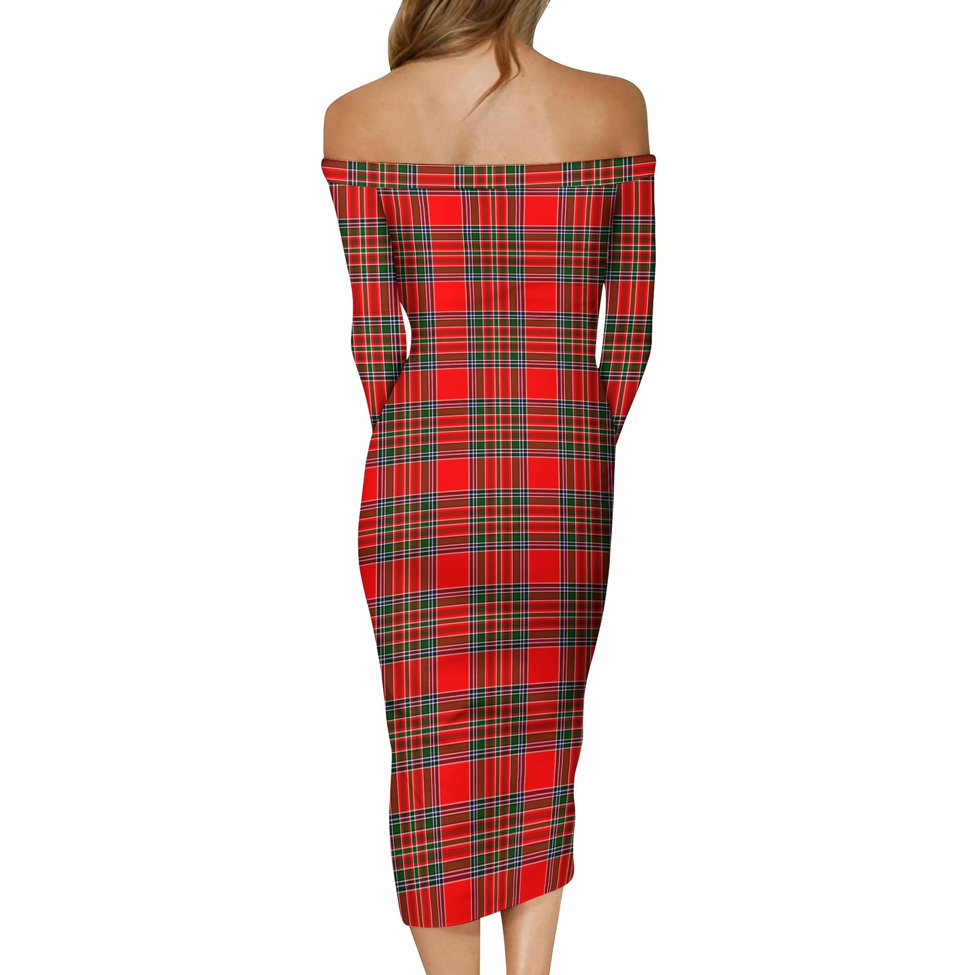 Binning Tartan Off Shoulder Lady Dress - Tartanvibesclothing