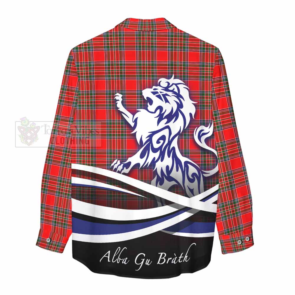 Tartan Vibes Clothing Binning Tartan Women's Casual Shirt with Alba Gu Brath Regal Lion Emblem