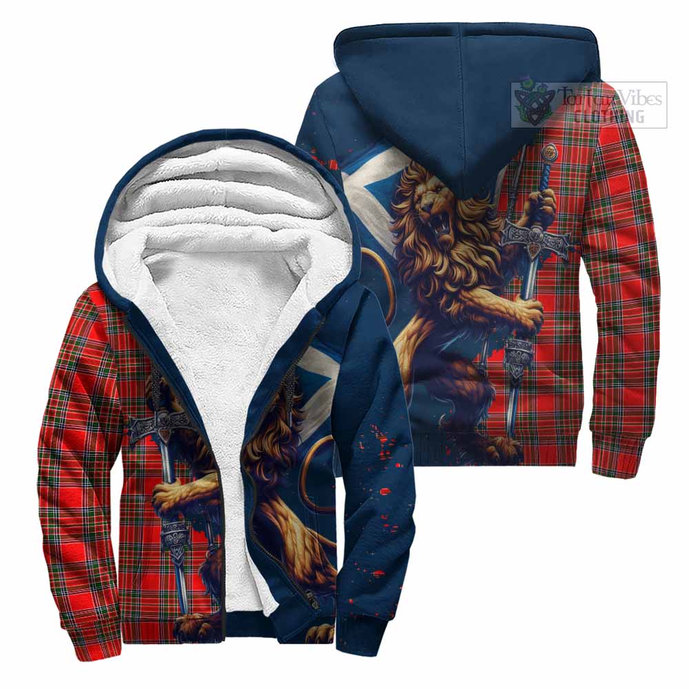 Tartan Vibes Clothing Binning Tartan Family Crest Sherpa Hoodie with Scottish Majestic Lion