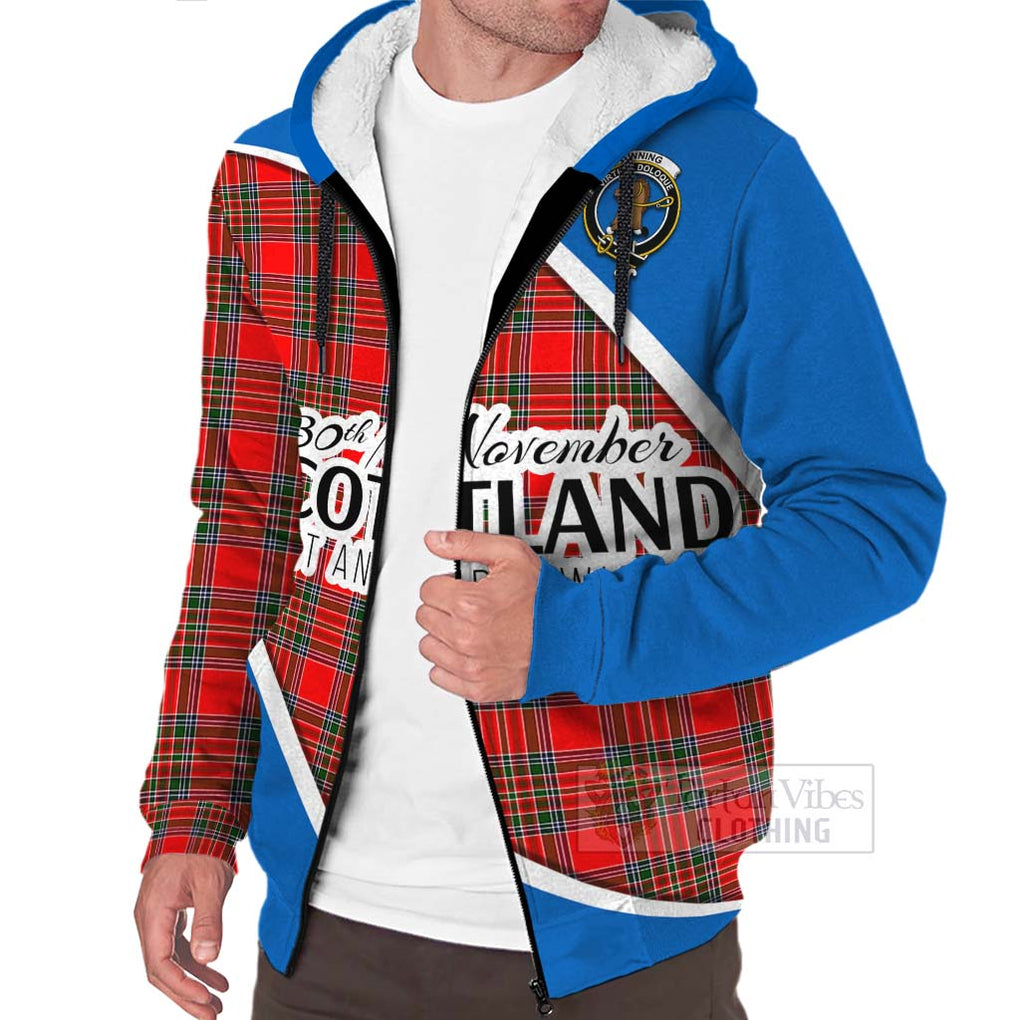 Tartan Vibes Clothing Binning Family Crest Tartan Sherpa Hoodie Celebrate Saint Andrew's Day in Style