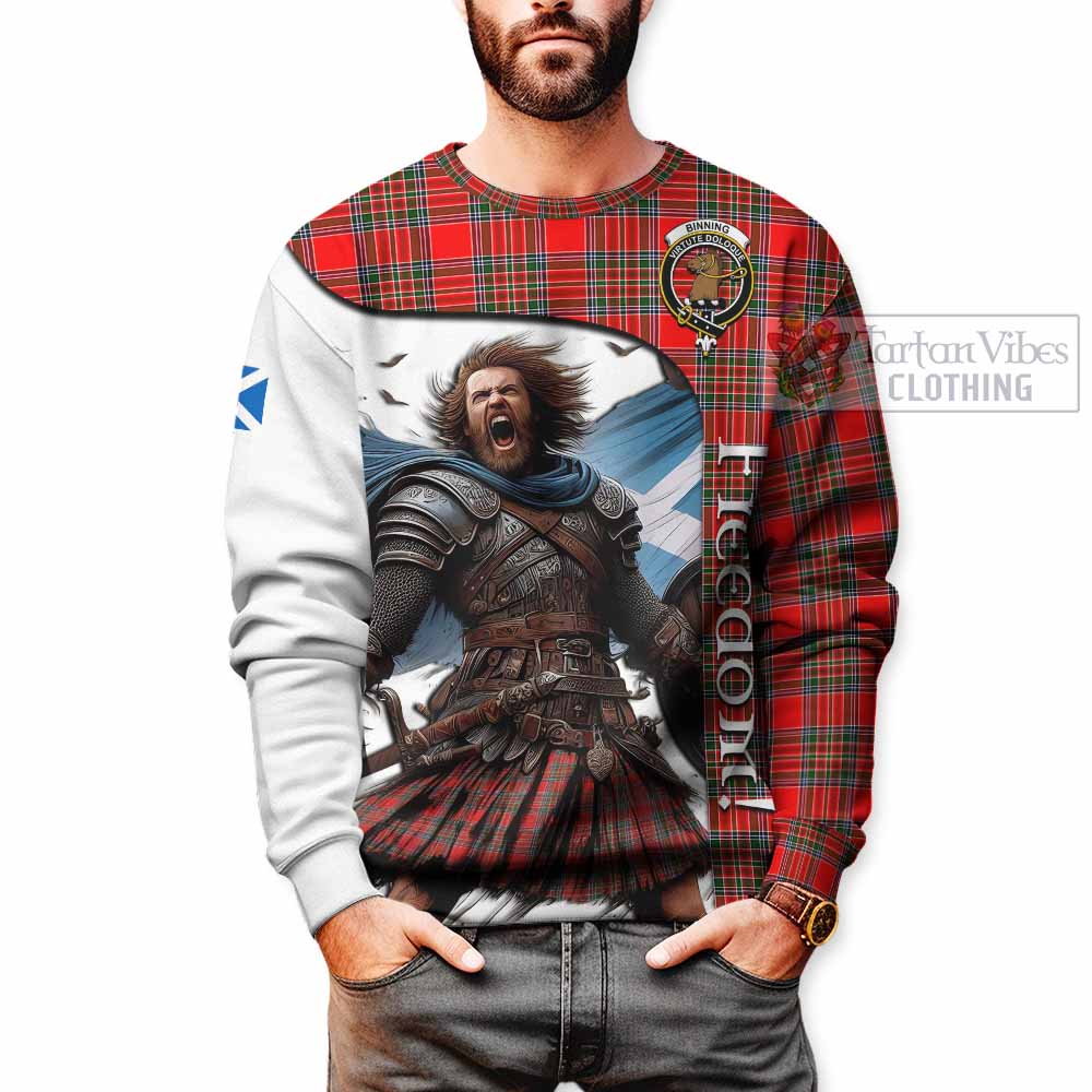 Tartan Vibes Clothing Binning Crest Tartan Sweatshirt Inspired by the Freedom of Scottish Warrior