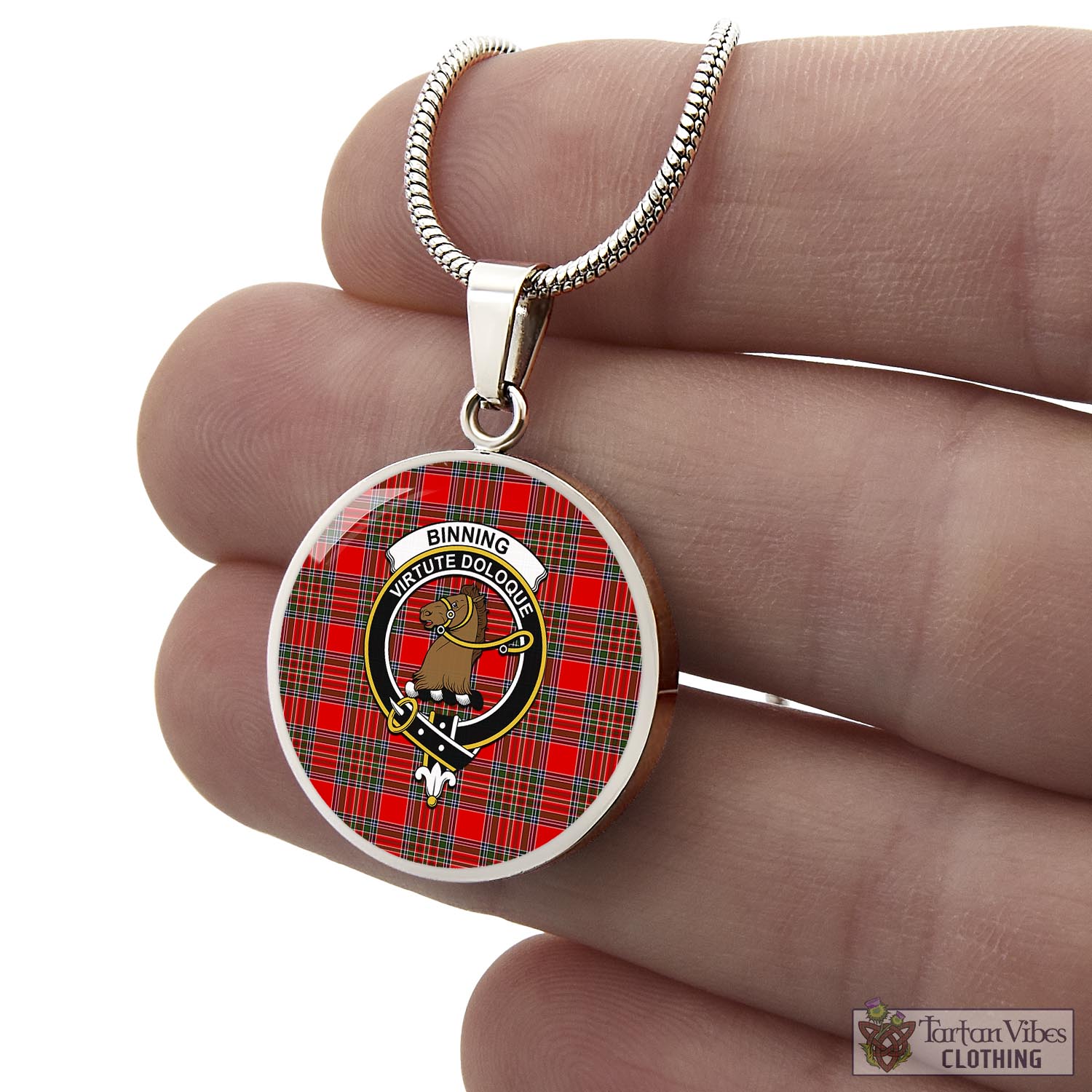 Tartan Vibes Clothing Binning Tartan Circle Necklace with Family Crest