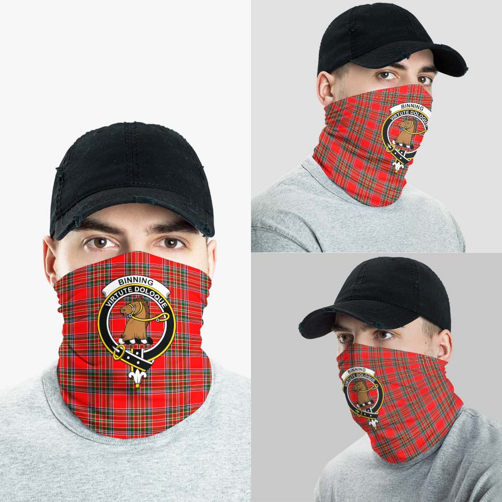 Binning Tartan Neck Gaiters, Tartan Bandanas, Tartan Head Band with Family Crest