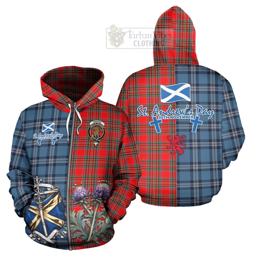 Tartan Vibes Clothing Binning Tartan Hoodie Happy St. Andrew's Day Half Tartan Style