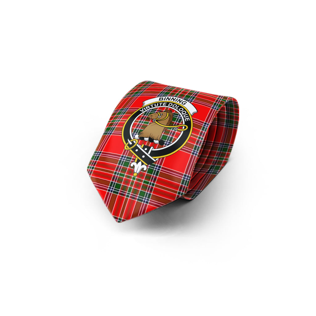 Binning Tartan Classic Necktie with Family Crest - Tartan Vibes Clothing