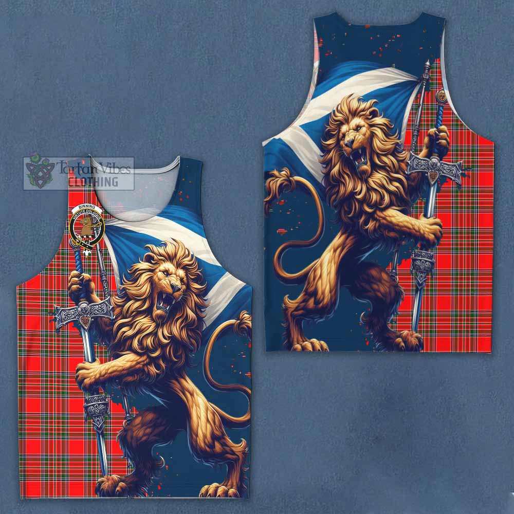 Tartan Vibes Clothing Binning Tartan Family Crest Men's Tank Top with Scottish Majestic Lion