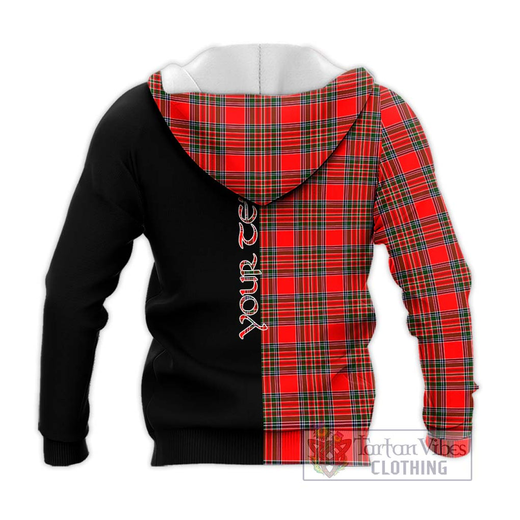 Binning Tartan Knitted Hoodie with Family Crest and Half Of Me Style - Tartanvibesclothing Shop