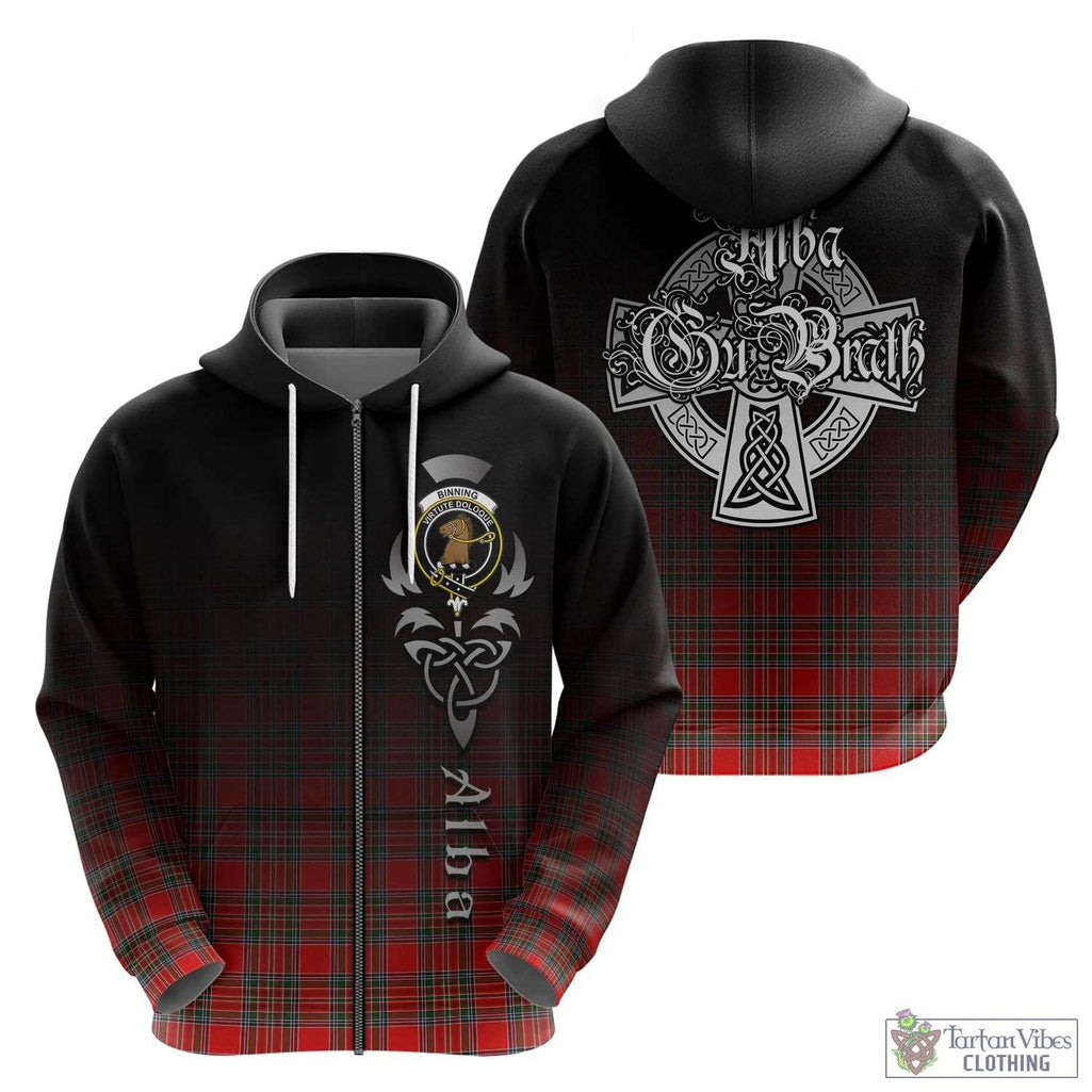 Tartan Vibes Clothing Binning Tartan Hoodie Featuring Alba Gu Brath Family Crest Celtic Inspired