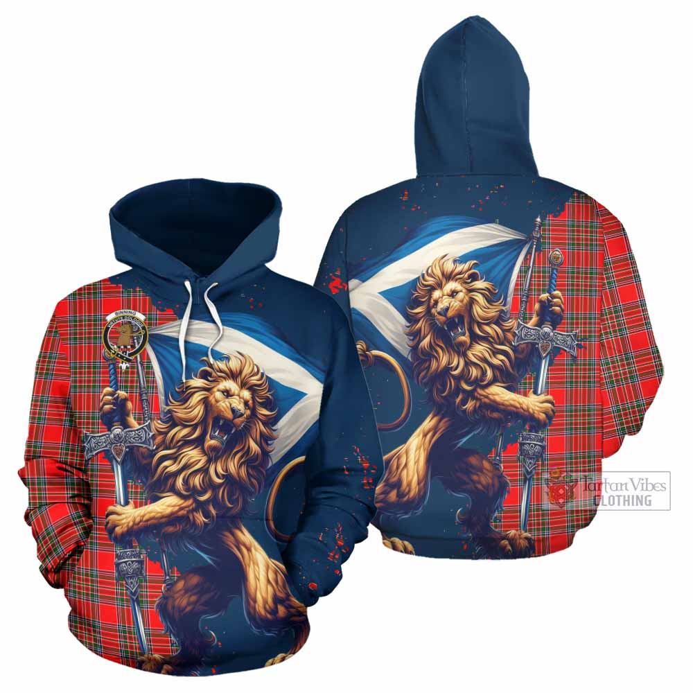 Binning Tartan Family Crest Hoodie with Scottish Majestic Lion