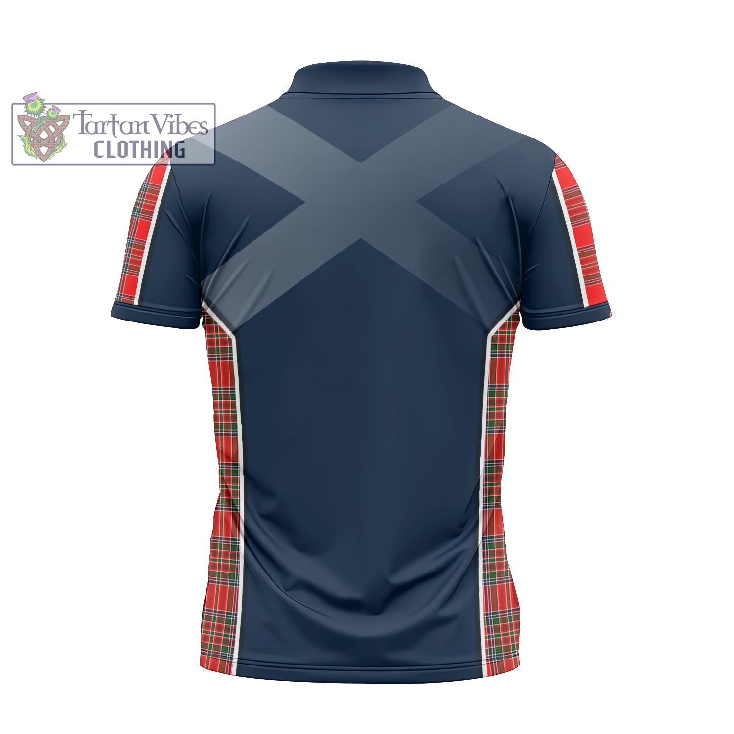 Tartan Vibes Clothing Binning Tartan Zipper Polo Shirt with Family Crest and Scottish Thistle Vibes Sport Style