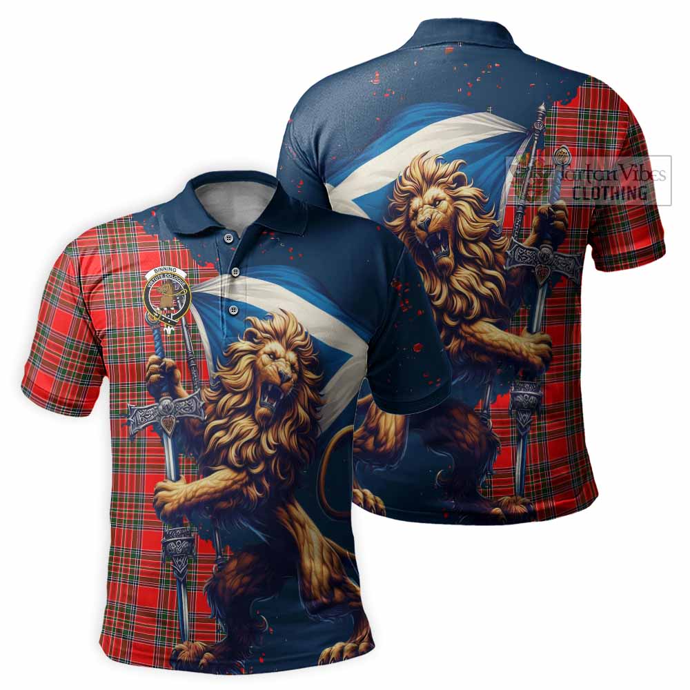 Tartan Vibes Clothing Binning Tartan Family Crest Men's Polo Shirt with Scottish Majestic Lion