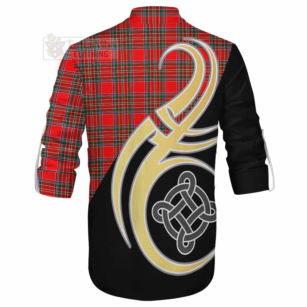 Tartan Vibes Clothing Binning Tartan Ghillie Kilt Shirt with Family Crest and Celtic Symbol Style